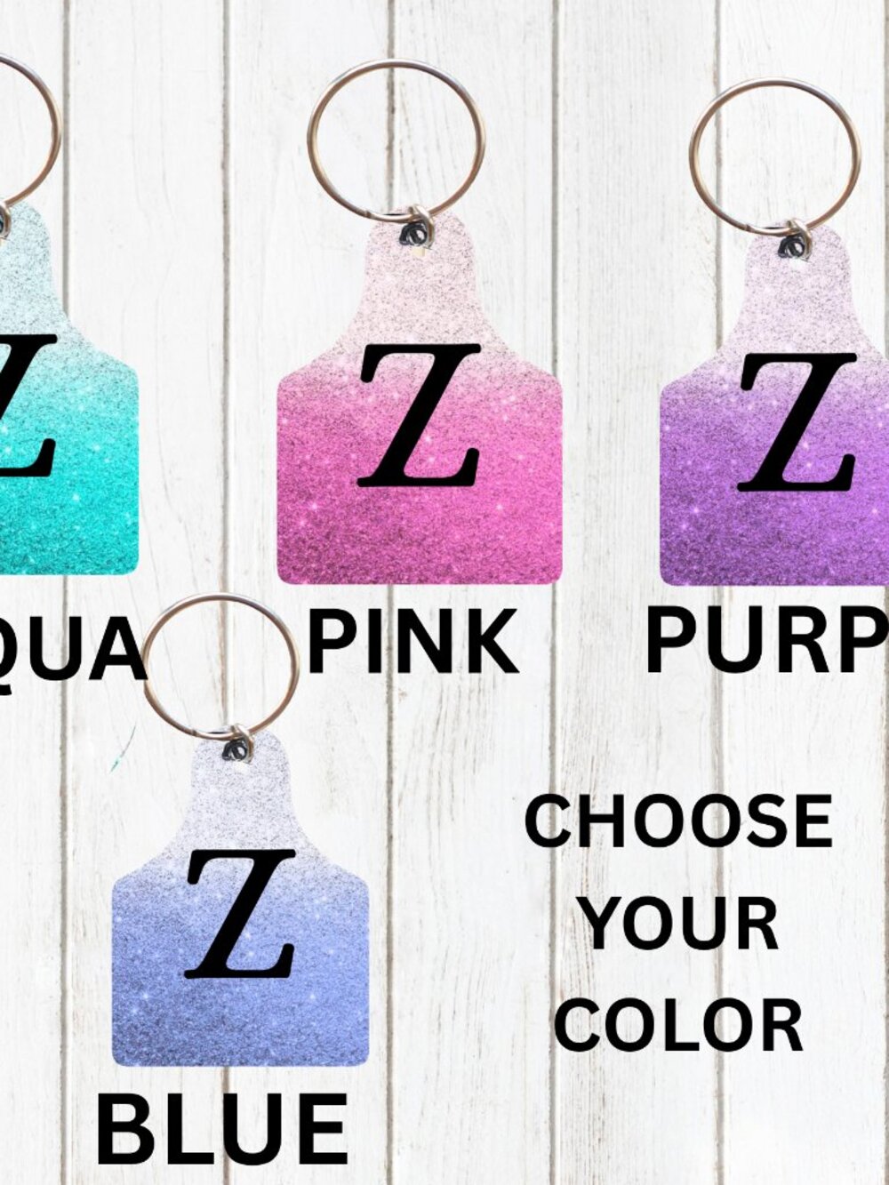 Monogram Cow Tag Keychain - Picture 3 of 3